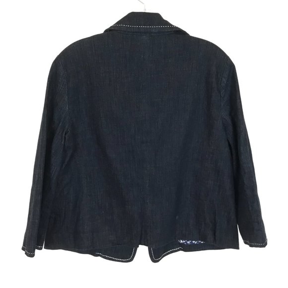 NWT Womens Size 14 Talbots Dark Denim Blue Contrast Stitch Blazer Jacket - Picture 4 of 4